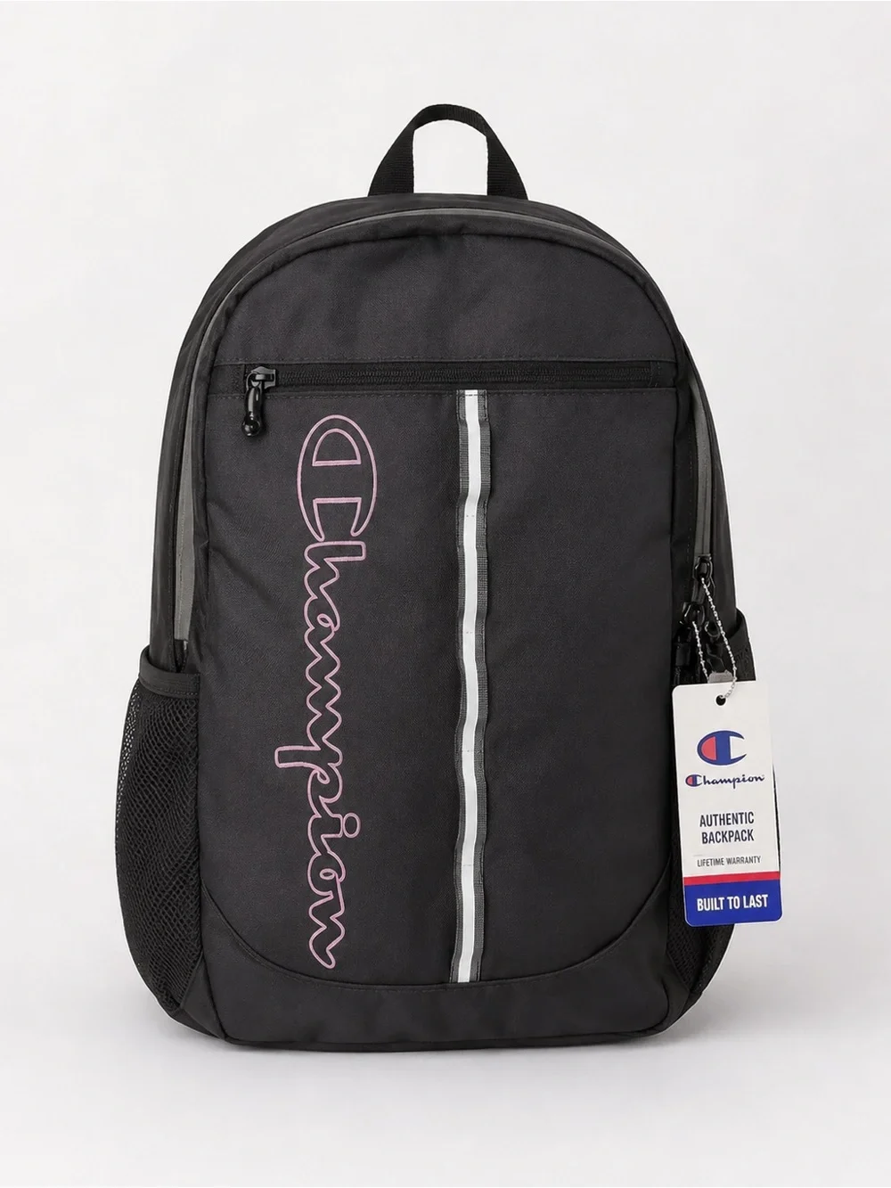 Champion Black Backpack with Pink Logo Accent